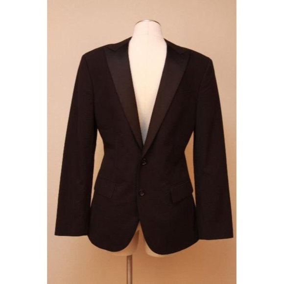 JCrew $298 Mens Ludlow Tuxedo Jacket in Japanese Seersucker 40R Black